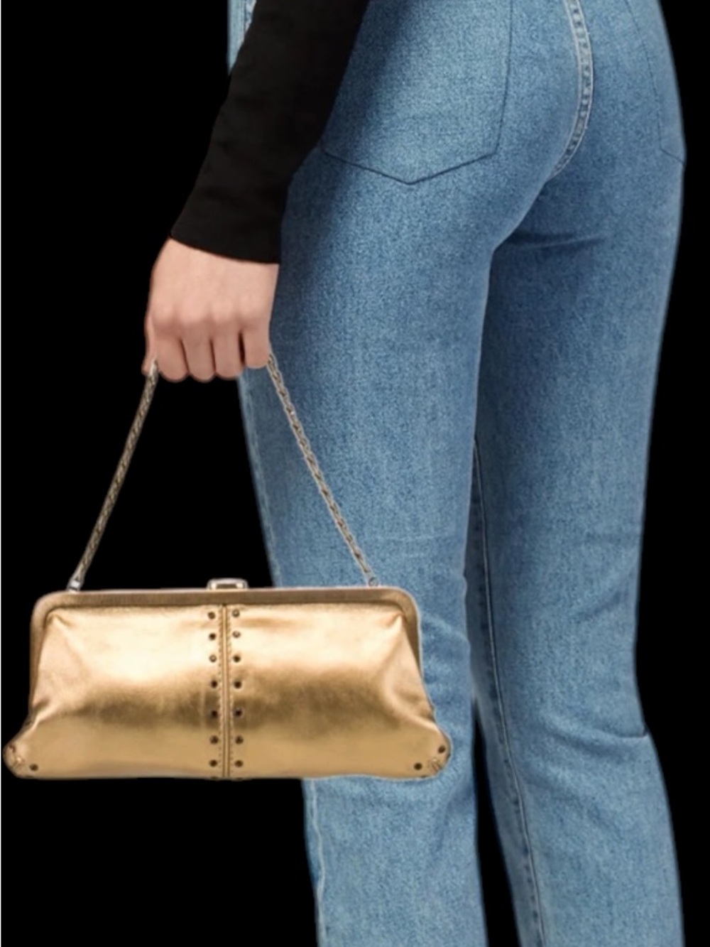 MICHAEL Michael Kors Gold Metallic Chain-HandleClutch